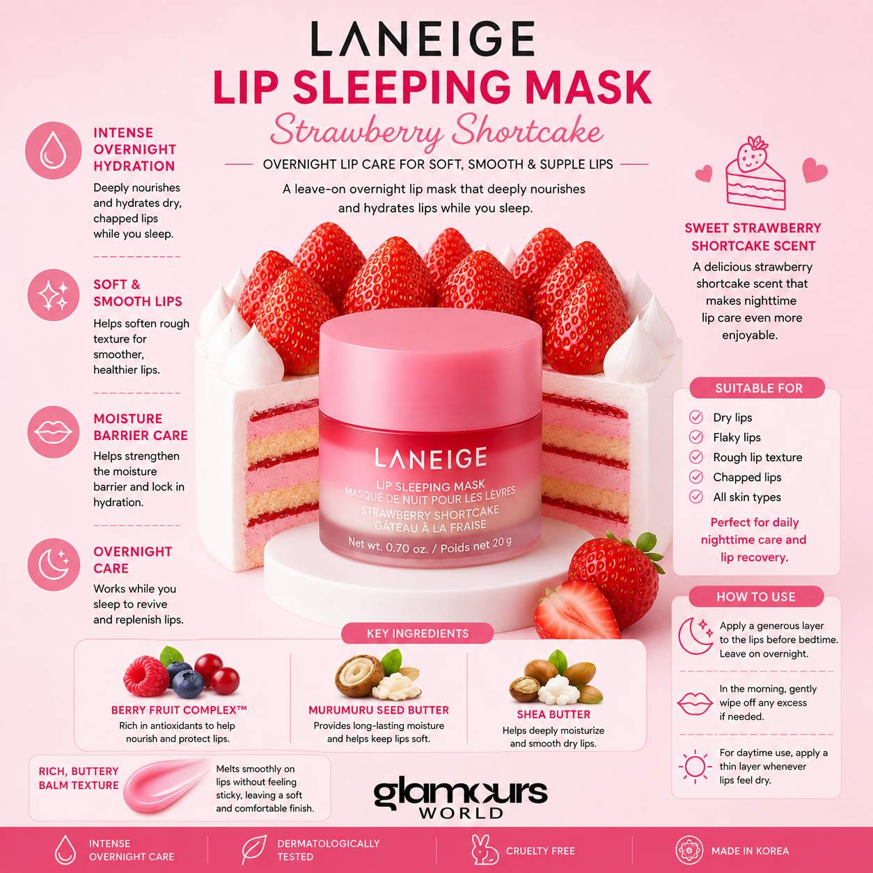LANEIGE Lip Sleeping Mask Strawberry Shortcake 20g